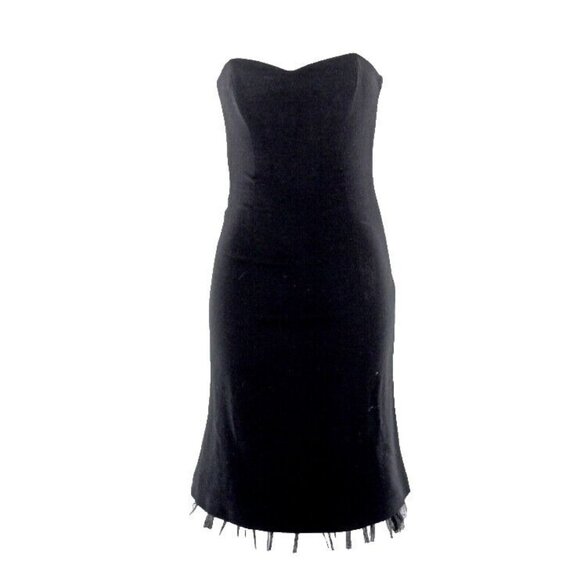 Moschino Dresses & Skirts - Moschino Sz 8 US Black Crepe Tulle Slip Strapless 100% Wool Fit Flare Dress